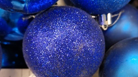 Blue balls for decorating Christmas tree and interior for new year and Christmas Stock Footage 119940504