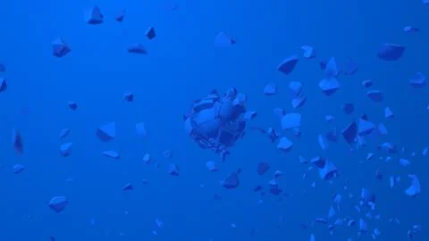 Blue balls exploding, Abstract art, 3d render. Stock Illustration