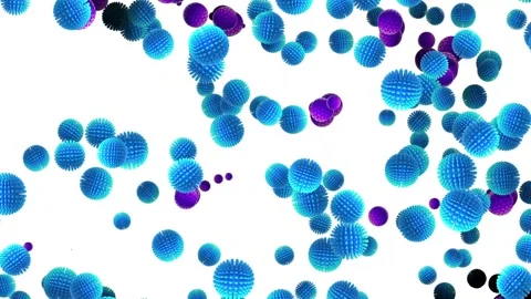 The blue balls of the malicious virus are attacked by pink ones, turn them into Stockbeeldmateriaal 164522011