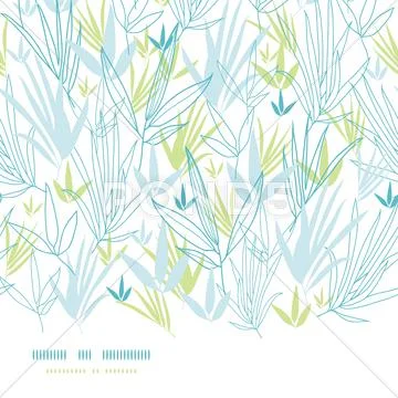 Blue bamboo branches horizontal seamless background Stock Illustration