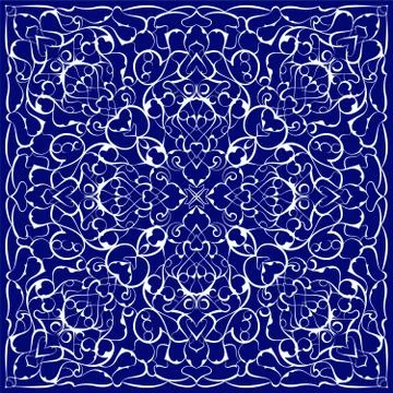 Blue bandanna with white pattern Illustrazione stock