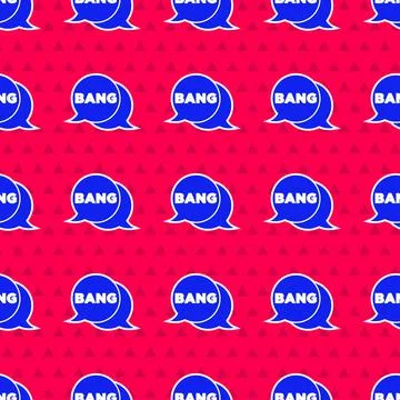 Blue Bang boom, gun Comic text speech bubble balloon icon isolated seamless Stock Illustration