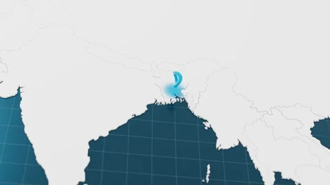 Blue Bangladesh 3d map with pointer pin surrounded with other countries in white 動画素材 320047110
