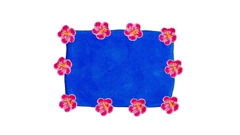 Blue banner for title with flower. Include alpha mask. Stop-motion animation. Video stock 72576973