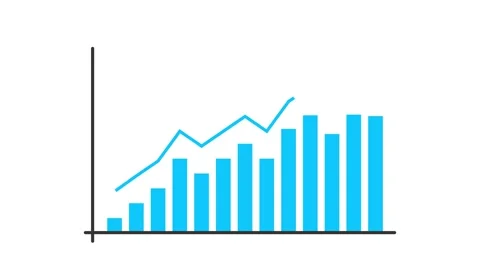 Blue bar chart animation with inflation arrow, growth success. Video stock 248929273