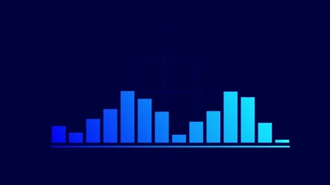 Blue bar chart on dark grid, ideal for financial data. Stock Footage 286410638