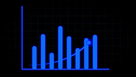 Blue bar chart data statistics animation shows a line graph dashboard. Bar .. Stock Footage 340999662