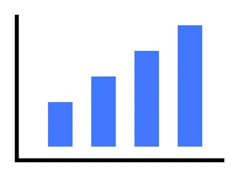 Blue Bar Chart Displaying Increasing Data on a Black Line Graph イラスト素材