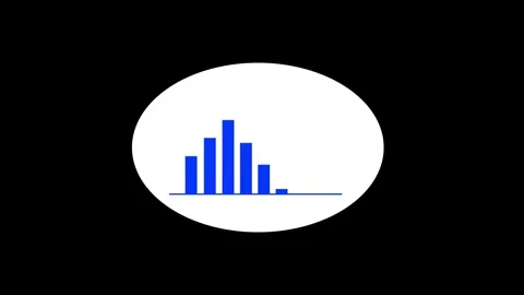 Blue bar chart graphic displays growth on white circle background with blue.. Stock Footage 331365449