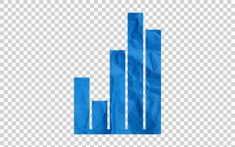 Blue bar chart icon with a textured paper effect Illustration