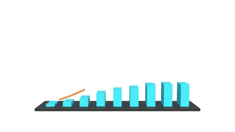 Blue bar chart with orange arrow moving up, business, growth, progress. Stock-Footage 316311731
