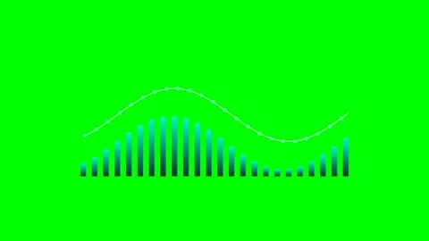 Blue bar chart with an overlaid wave line graph on a vibrant green background Stock Footage 340900329