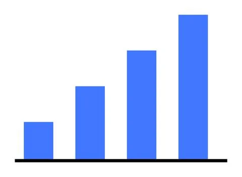 Blue Bar Chart Showing Increasing Growth on White Background Stock Illustration