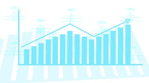 Blue Bar Chart with Upward Trend Arrow and Code Snippets on animation White.. Stock Footage 321626022