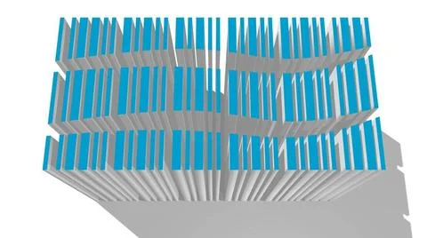 Blue bar code blue bar code divided by wave line with long shadow. 3D rend... Stock Photos