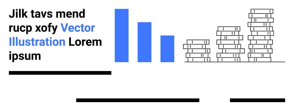 Blue Bar Graph and Stack of Books with Text Elements Illustrazione stock