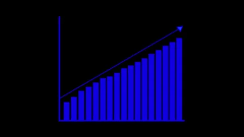 Blue bar graph chart animation showing growth, success, and upward trend in.. Stock Footage 321392838