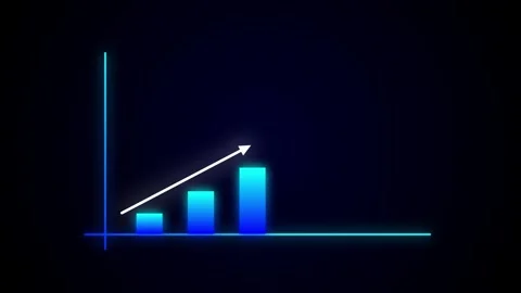 Blue bar graph on dark background, representing business growth. Stock Footage 286407433