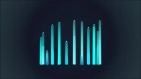 Blue Bar Graph Growing Upwards on Dark Background - Business Growth Concept Stock Footage 348423340