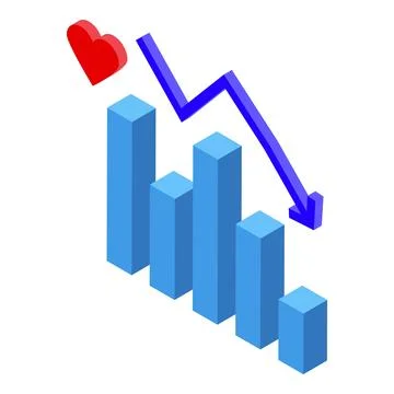 Blue bar graph showing decrease in love and affection Stock Illustration