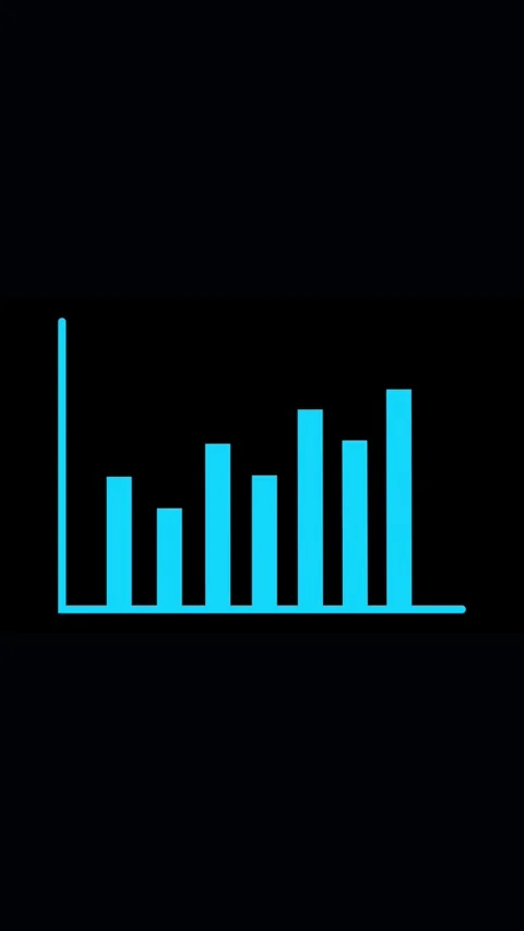 Blue bar graph showing upward trend on black background chart data. Upward .. Video stock 337459678