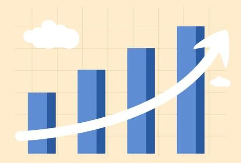 Blue bar Graph with Upward arrow vector illustration Stock Illustration