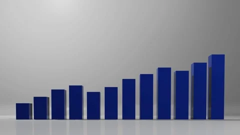 Blue Bar Graph with various Increasing Values Stock-Footage 72361878