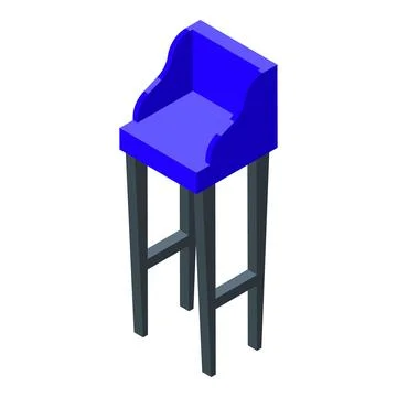 Blue bar stool icon isometric vector. Modern chair Stock Illustration