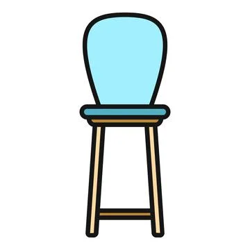 Blue bar stool line cartoon illustration Stock Illustration