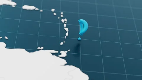 Blue Barbados 3d map with pointer pin surrounded with other countries in white Stock Footage 318829393