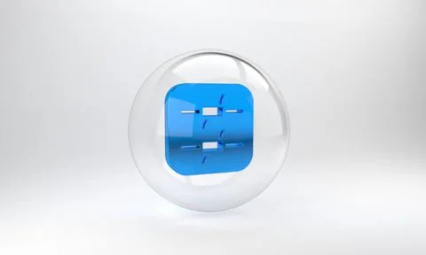 Blue Barbed wire icon isolated on grey background. Glass circle button. 3D re Stock Illustration