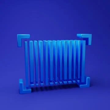 Blue Barcode icon isolated on blue background. Minimalism concept. 3D rende.. Stock Illustration