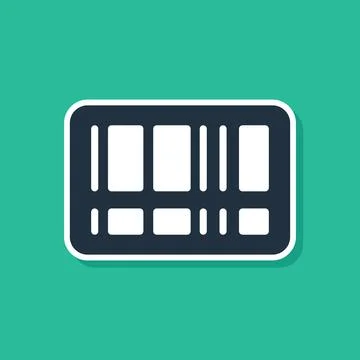 Blue Barcode icon isolated on green background. Vector Illustrazione stock