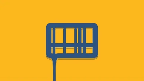 Blue Barcode icon isolated on orange background. 4K Video motion graphic Stock Footage 234022048