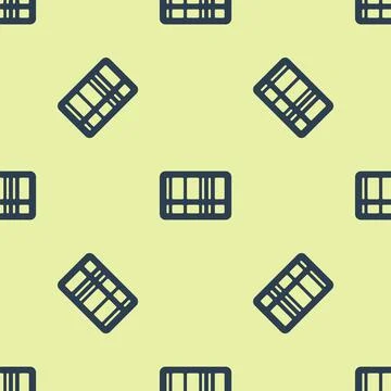 Blue Barcode icon isolated seamless pattern on yellow background. Vector Stock Illustration