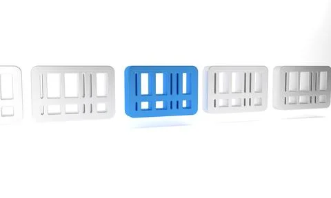 Blue Barcode icon isolated on white background. Minimalism concept. 3D rend.. Illustrazione stock