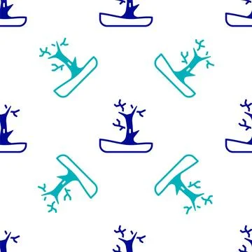 Blue Bare tree icon isolated seamless pattern on white background.  Vector Stock Illustration
