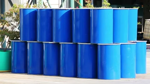 Blue barrels video Stock Footage 55689916
