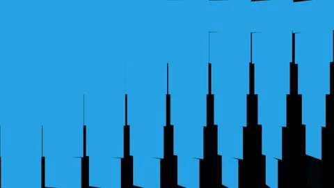 Blue bars rising and falling on black background with sound wave graphic ov.. Stock Footage 340901290