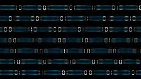 The blue bars transmit a binary code. cinematic background. seamless loop. Stock Footage 85632828
