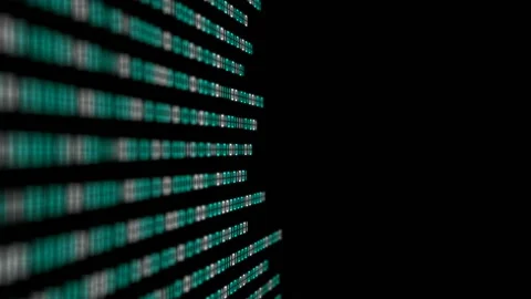 Blue bars transmit white digits binary code code to the center of the screen 2 Stock Footage 85633094
