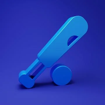Blue Baseball bat with ball icon isolated on blue background. Minimalism co.. Stock Illustration
