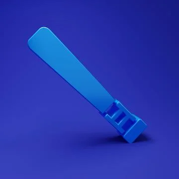 Blue Baseball bat icon isolated on blue background. Minimalism concept. 3D .. Stock Illustration