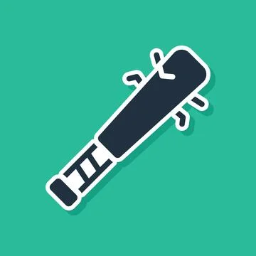 Blue Baseball bat with nails icon isolated on green background. Violent weapon Ilustración de archivo