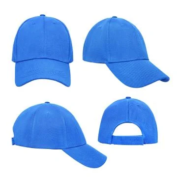 Blue baseball cap 4 view isolated Stock Photos