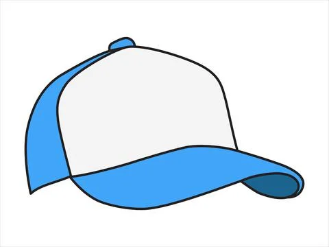 Blue baseball cap in angles view front. Stock Illustration