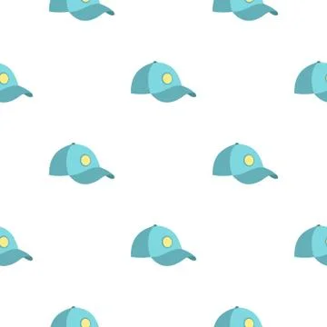 Blue baseball cap pattern seamless Stock Illustration