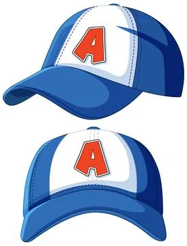 Blue Baseball Cap Vector Illustration with Letter A Stock Illustration