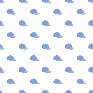 Blue baseball caps creating a seamless pattern print Stockillustratie