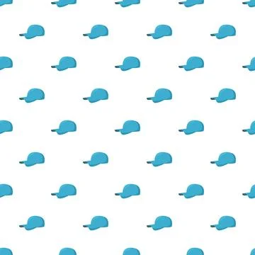 Blue baseball caps creating a seamless pattern Stock Illustration